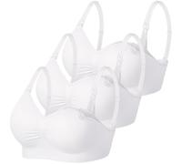ZESLIV Sujetador de lactancia sin costuras para mujer, sujetador push up, sujetador de embarazo, cierre frontal, sin aros, sujetador de maternidad, 3 unidades, Blanco, XL