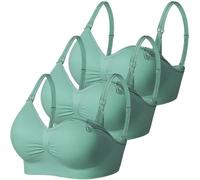ZESLIV Sujetador de lactancia sin costuras para mujer, sujetador push up, sujetador de embarazo, cierre frontal, sin aros, sujetador de maternidad, 3 unidades, verde, M