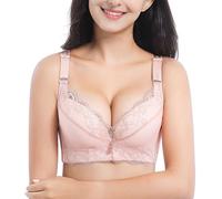 ZESLIV Sujetador para mujer sin aros, sujeción fuerte, tallas grandes, sujetador push up, ropa interior para sentirse bien, Rosa., 115D (Thin cup)