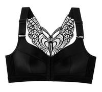 ZESLIV Sujetador push up para mujer, cierre frontal, sin aros, color beige, tallas grandes, sin forro, sujetador para sentirse bien, Negro , 110E