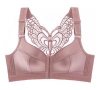 ZESLIV Sujetador push up para mujer, cierre frontal, sin aros, color beige, tallas grandes, sin forro, sujetador para sentirse bien, Rosa., 90C