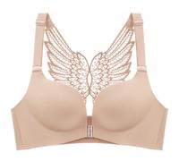 ZESLIV Sujetador push up para mujer, cierre frontal, sin aros, tallas grandes, sin forro, sujetador para sentirse bien, beige, 75A/B