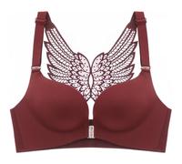 ZESLIV Sujetador push up para mujer, cierre frontal, sin aros, tallas grandes, sin forro, sujetador para sentirse bien, rojo, 85A/B