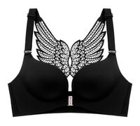 ZESLIV Sujetador push up para mujer, cierre frontal, sin aros, tallas grandes, sin forro, sujetador para sentirse bien, Negro , 85A/B