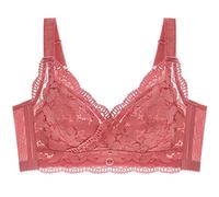 ZESLIV Sujetador reductor push up sin aros, tallas grandes, de encaje, para sentirse bien, rojo, 80B/C