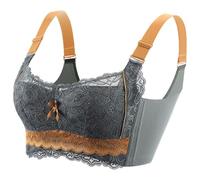 ZESLIV Sujetador sin aros para mujer, tallas grandes, push up, encaje, sujetador sin costuras, tirantes anchos, verde, 105E