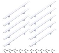 ZESLIV Tiradores para muebles (10 unidades, acero inoxidable, distancia entre orificios de 160 mm, para cajón, armario, cocina, armario, puerta, color blanco)