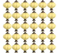 ZESLIV Tiradores para muebles, 30 unidades, 33 mm, color amarillo claro, para muebles de calabaza, de cerámica, para armario, habitación infantil