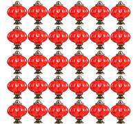 ZESLIV Tiradores para muebles (30 unidades, 33 mm), diseño de calabaza, cerámica, color rojo