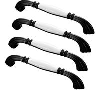 ZESLIV Tiradores para muebles, 4 unidades, 128 mm, distancia entre orificios, tiradores de muebles, tiradores de arco, color negro, para armarios de cocina y cajones