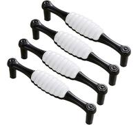 ZESLIV Tiradores para muebles, 4 unidades, 96 mm, distancia entre orificios, tiradores de muebles, tiradores de arco, tiradores de barra negros, para armarios de cocina y cajones