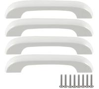 ZESLIV Tiradores para muebles de cocina, 4 unidades, de madera, distancia entre orificios de 128 mm, tiradores de arco blancos para cajones con tornillos para habitación infantil