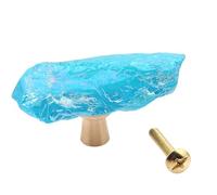 ZESLIV Tiradores para muebles de cristal natural, vintage, pomos de puerta de armario, pomos de cerámica para habitación infantil, color azul