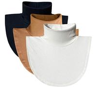 ZESLMG Dickies - Cuello alto desmontable para mujer, cuello alto de algodón medio falso, Paquete de 3, blanco, negro y marrón, Talla única