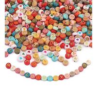 ZesNice Cuentas de letras para enhebrar, 1500 unidades, multicolor, cuentas para pulseras con corazón, perlas con cordón, redondas, juego de manualidades