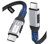 Zestiq Cable USB-C a USB-C 0,5M, Cable de Transferencia de Datos Tipo C 20Gbps, Carga Rápida PD 240W, Vídeo 4K@60Hz Compatible con Thunderbolt 3/4, MacBook, iPad Pro, Samsung S24/S23, SSD, Monitor