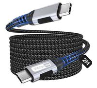 Zestiq Cable USB-C a USB-C 2M, Cable de Transferencia de Datos Tipo C 20Gbps, Carga Rápida PD 240W, Vídeo 4K@60Hz Compatible con Thunderbolt 3/4, MacBook, iPad Pro, Samsung S24/S23, SSD, Monitor