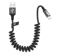 Zestiq Cable USB C Espiral, 【0.5M-1.2M】 Cable USB a USB C para Carplay, Cable USB Tipo C Android Auto Trenzado Compatible con iPhone 17 16 15, iPad, Samsung Galaxy, Google Pixel, Xiaomi-Negro