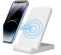 Zestiq Cargador Inalámbrico 15W Wireless Charger Stand, Carga Rápida para iPhone 16/15/14/13, Samsung Galaxy S25/S24/S23/S22, y Dispositivos Con Certificación Qi - Blanco