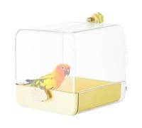 Zestivra Baño para pájaros para jaula, baño de periquito, ducha transparente para pájaros, baño para loros, bañera de jaula para loros con cajón inferior, accesorios para jaula de pájaros con gancho
