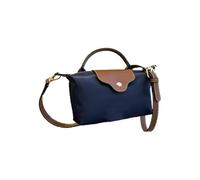 Zestivra Bolso con diseño de bloque de color, aspecto de piel con material impermeable, elegante bolso para mujer con asa de transporte, ideal para el día a día, azul oscuro, Ver descripción