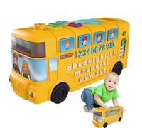 Zestivra Bus de aprendizaje por carta, juguete de autobús escolar para bebé - número de aprendizaje de autobús con luz - Fonética Juguete educativo preescolar