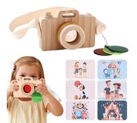 Zestivra de cámara de Madera - Accesorios estéticos Retro para Fotos, Educativo con Correa para la muñeca para fingir Jugar | Cámara Infantil para niñas pequeñas