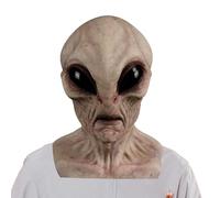 Zestivra Disfraz de cabeza de alienígena, casco de látex de alienígena, cubierta de cara completa, cosplay espeluznante, fiesta de Halloween realista, disfraz de alienígena transpirable para carnaval