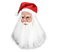 Zestivra Facciale Cosplay Natale - Maschera Integrale con Barba, Costume Completo Babbo Natale Adulti | Accessorio Divertente per Feste Eventi Intrattenimento