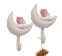 Zestivra - Ganchos de toalla lindos, llavero lindo para pared, Cloud Moon Key Solder | 2x colgador de adhesivo de pared 2x para sombreros de toallas, joyas sin rastro sin golpe