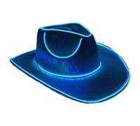 Zestivra Sombrero Light Up - Glow in the Dark Cowboy Hat, batería de | Accesorio de disfraz discoteca intermitente, sombrero de fiesta de estilo occidental