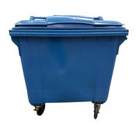 ZETA TRADES Contenedor Basura 770 Litros Azul - Contenedor industrial con ruedas, carga trasera EN-840, alta capacidad residuos, diseño robusto, resistente, ergonómico y duradero para uso profesional.