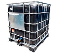 ZETA TRADES Depósito IBC 1000 Litros - Contenedor industrial con palé plástico, tanque para líquidos a granel, apilable y seguro, ideal para almacenamiento, transporte alimentario (Negro, 1000L)