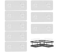 ZETKUS 8 Pcs Ganchos Adhesivos para Estantes Rinconera Ducha, Ganchos Adhesivos para Estanterias, Gancho Adhesivo Fuerte, Adhesivos Estanteria Baño, Gancho para Cesta Ducha Esponja Jabón(Transparente)