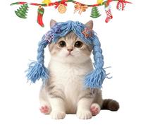 Zetqhuu Peluca para Mascotas - Suministros para Mascotas Lindas con Trenza,Peluca Cosplay De Pelo De Gatito,para Perros Medianos Grandes Y Pequeños Fotos Caseras Fiesta Role-Play Halloween Navidad