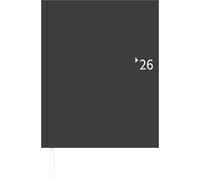 Zettler Agenda semanal de color antracita con correa 1W/2S 2026 - Calendario 21 × 26 cm, 1 semana en 2 páginas, cubierta de plástico acolchada, certificado FSC