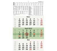 Zettler - Calendario de 3 meses reciclado 2025, 29,7 x 48,8 cm, calendario de oficina con vista anual, diseño de ángel azul, plegable, 3 meses de un vistazo, días festivos/fechas de vacaciones