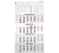 Zettler - Calendario de 4 meses 2025 rojo, 33 x 45 cm, calendario de oficina con vista anual, deslizador de fecha, plegable, 4 meses de un vistazo, días festivos de/AT/CH y calendario alemán