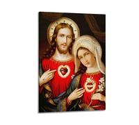 ZEUDFBSA Póster decorativo con diseño de corazón inmaculado de Jesús, lienzo para pared e imagen artística moderna para decoración de dormitorio familiar, 50 x 75 cm