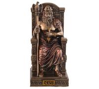 Zeus, dios griego supremo en el trono, miniatura, piedra artificial, bronce, coloreado por Veronese