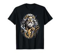 Zeus Rayo Dios Griego Mitología Tormenta Poder Retrato Arte Camiseta