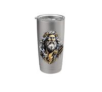 Zeus Rayo Dios Griego Mitología Tormenta Poder Retrato Arte Vaso térmico de acero inoxidable de doble pared