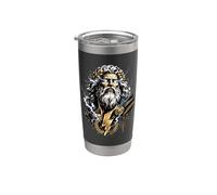 Zeus Rayo Dios Griego Mitología Tormenta Poder Retrato Arte Vaso térmico de acero inoxidable de doble pared