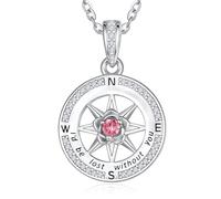Zeuslia Collar de brújula de plata de ley S925 para mujer, joya con texto en inglés "I'd Be Lost Without You", regalo de cumpleaños para mamá, graduación, aniversario, joya para novia e hija con