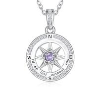 Zeuslia Collar de brújula de plata de ley S925 para mujer, joya con texto en inglés "I'd Be Lost Without You", regalo de cumpleaños para mamá, graduación, aniversario, joya para novia e hija con