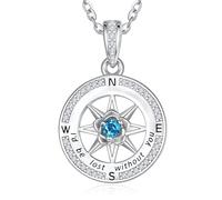Zeuslia Collar de brújula de plata de ley S925 para mujer, joya con texto en inglés "I'd Be Lost Without You", regalo de cumpleaños para mamá, graduación, aniversario, joya para novia e hija con