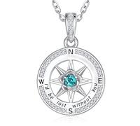 Zeuslia Collar de brújula de plata de ley S925 para mujer, joya con texto en inglés "I'd Be Lost Without You", regalo de cumpleaños para mamá, graduación, aniversario, joya para novia e hija con
