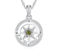 Zeuslia Collar de brújula de plata de ley S925 para mujer, joya con texto en inglés "I'd Be Lost Without You", regalo de cumpleaños para mamá, graduación, aniversario, joya para novia e hija con