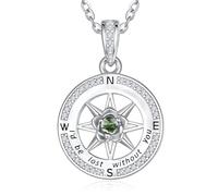 Zeuslia Collar de brújula de plata de ley S925 para mujer, joya con texto en inglés "I'd Be Lost Without You", regalo de cumpleaños para mamá, graduación, aniversario, joya para novia e hija con