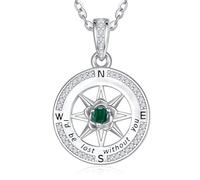 Zeuslia Collar de brújula de plata de ley S925 para mujer, joya con texto en inglés "I'd Be Lost Without You", regalo de cumpleaños para mamá, graduación, aniversario, joya para novia e hija con